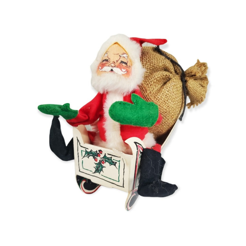 Annalee 1979‎ Signed Santa Clause In Sleigh with Big Bag of Gifts Hand Made USA